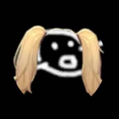 Gorkina, a chaotic hand-drawn doodle face with blonde pigtails